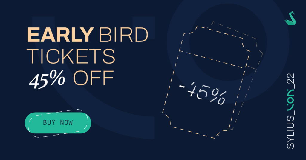 SyliusCon early bird promotion -45% off the regular ticket price